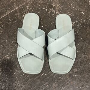 Steve Madden Horizon Flat Slip On Sandals Light Blue 6